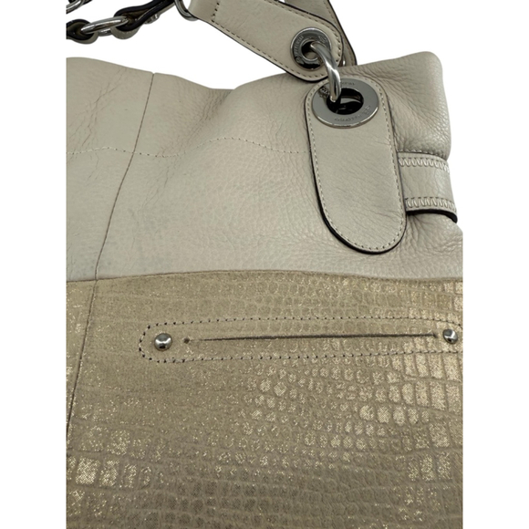 B. Makowsky Women’s Leather Tote Bag Brown/Gold/Tan One Size - Picture 6 of 11